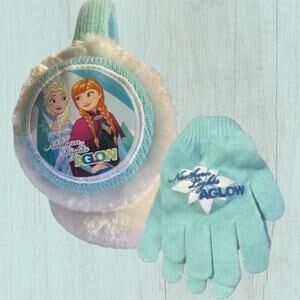 Disney Frozen Northern Lights Aglow Earmuff Gloves Set Elsa Anna Girls Winter